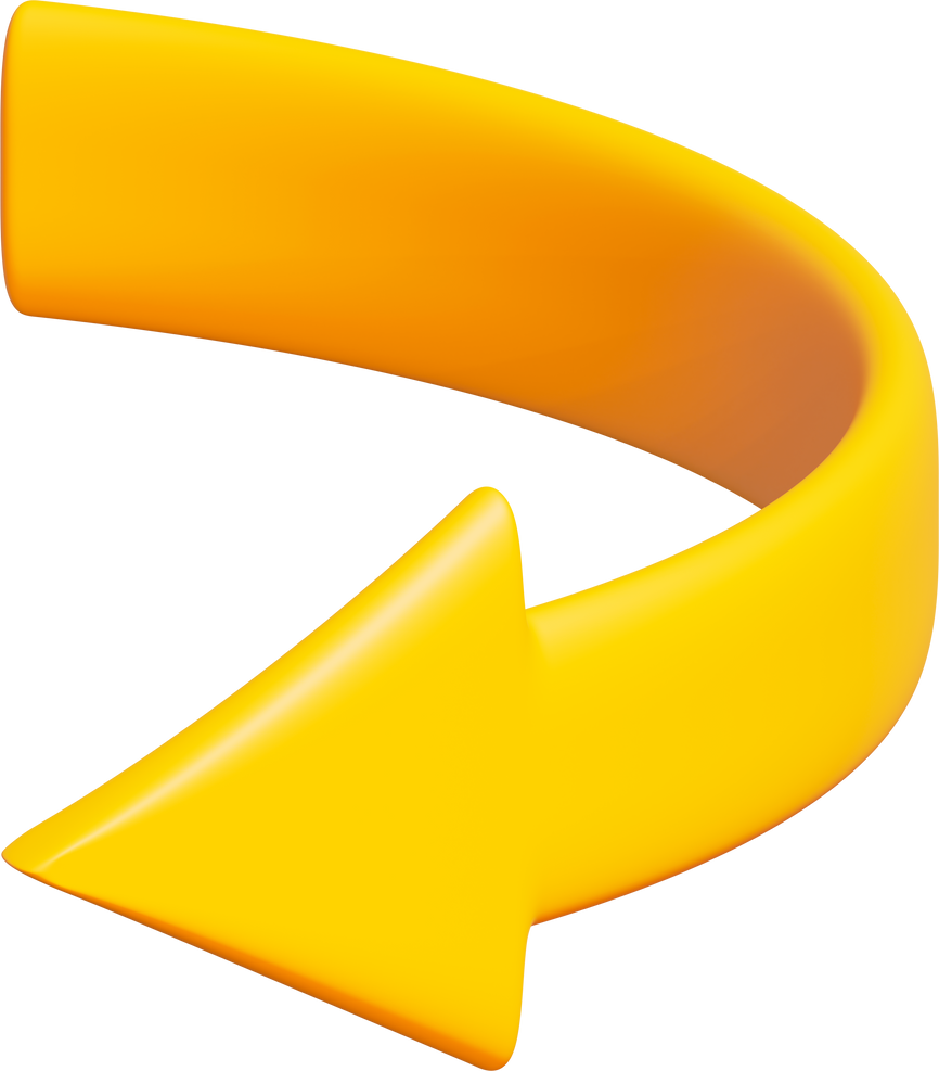 3D yellow round arrow
